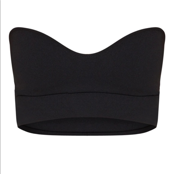 BLACK SWEETHEART BANDEAU CROP TOP - Picture 3 of 9